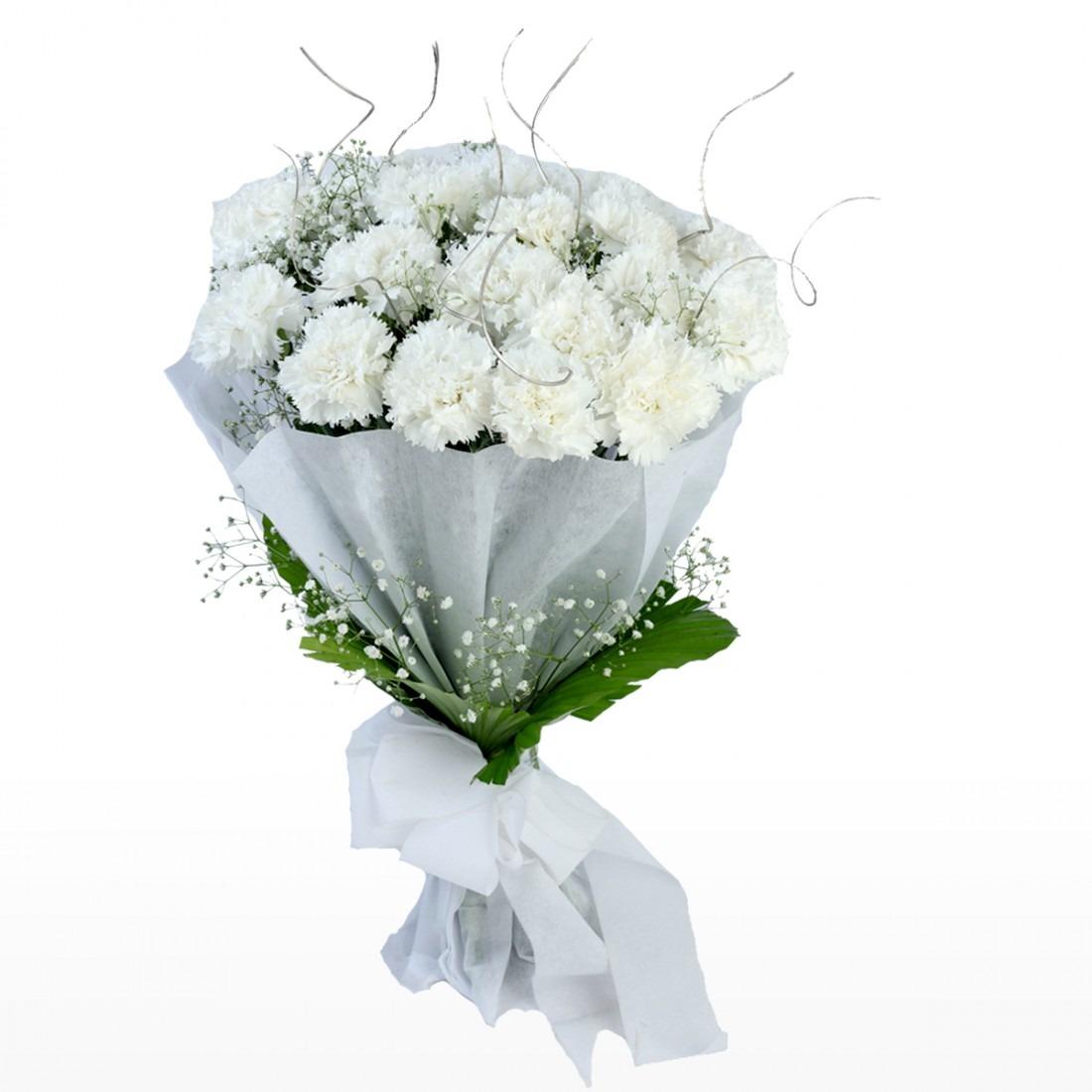 12 White Carnations Bouquet product1255